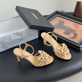 HIGH HEELS SANDALS IN TAN BEIGE SHEEPSKIN